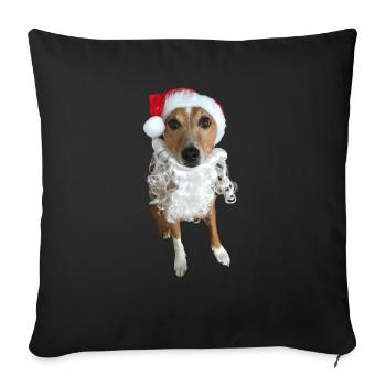 Hund als Weihnachtsmann - Sofakissenbezug 45 x 45 cm - Schwarz - Vorne