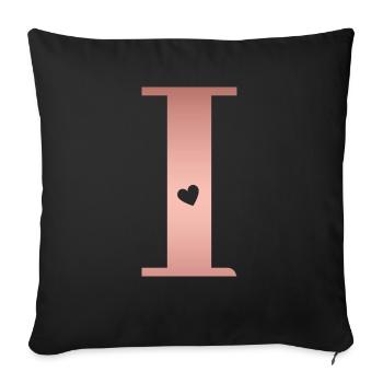 Buchstabe I Roségold - Sofakissenbezug 45 x 45 cm - Schwarz - Vorne