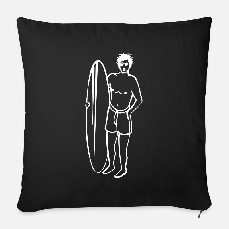 surfer - Sofa pillowcase 17,3'' x 17,3'' (45 x 45 cm) - black