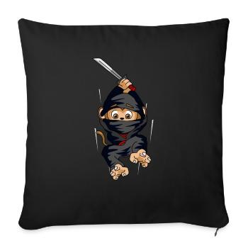 Ninja Affe Sprung Schwert Geschenk - Sofakissenbezug 45 x 45 cm - Schwarz - Vorne