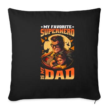 Mon super-héros préféré est mon père 20 ans - Housse de coussin décorative 45 x 45 cm - noir - Devant