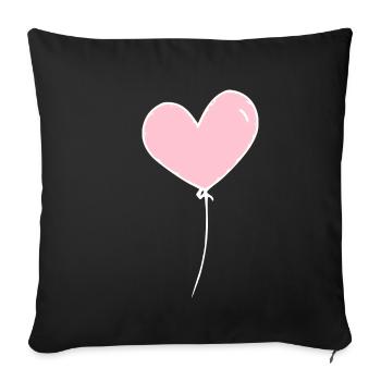Pink heart balloon white - Sofa pillowcase 17,3'' x 17,3'' (45 x 45 cm) - black - Front