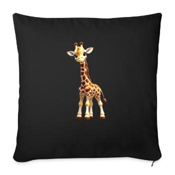 Tiny Giraffe/ Baby Giraffe - Sofa pillowcase 17,3'' x 17,3'' (45 x 45 cm) - black - Front