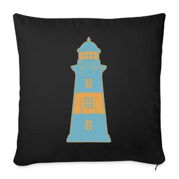 Lighthouse in the maritime coast - Sofa pillowcase 17,3'' x 17,3'' (45 x 45 cm) - black - Front