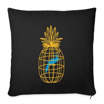 naturecontest cage pineapple and bird - Sofa pillowcase 17,3'' x 17,3'' (45 x 45 cm) - black - Front