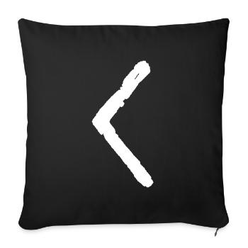 Elder Futhark Rune Kenaz - Buchstabe C & K - Sofakissenbezug 45 x 45 cm - Schwarz - Vorne