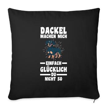 Dackel Hund Dachshund Geschenk - Sofakissenbezug 45 x 45 cm - Schwarz - Vorne