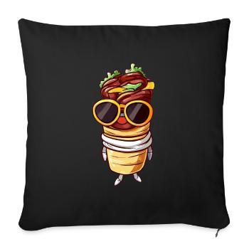 Cool Kawaii Doner Kebap with Sunglasses – - Sofa pillowcase 17,3'' x 17,3'' (45 x 45 cm) - black - Front