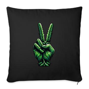 Hanf Legalisierung Friedenszeichen - Sofakissenbezug 45 x 45 cm - Schwarz - Vorne