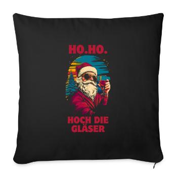 Weihnachtsmann Wein lustiger Spruch - Sofakissenbezug 45 x 45 cm - Schwarz - Vorne