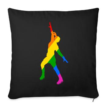 Jeu de couleurs en patinage sur glace - Housse de coussin décorative 45 x 45 cm - noir - Devant