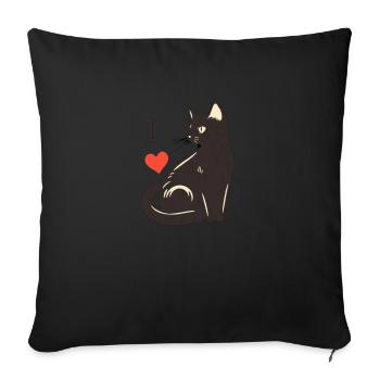 I love Cats Pic Logo - Sofa pillowcase 17,3'' x 17,3'' (45 x 45 cm) - black - Front