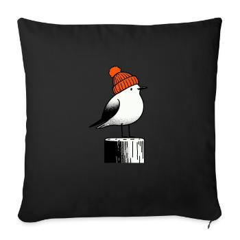 North Sea Harbor Moin Seagull Hat Beanie Pier Pier Pillar - Sofa pillowcase 17,3'' x 17,3'' (45 x 45 cm) - black - Front