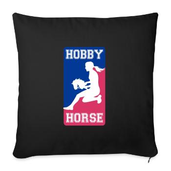 Cheval de loisir - Cheval de loisir - Équitation - Cadeau - Housse de coussin décorative 45 x 45 cm - noir - Devant
