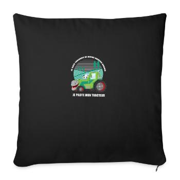 Je pilote mon tracteur - Sofa pillowcase 17,3'' x 17,3'' (45 x 45 cm) - black - Front