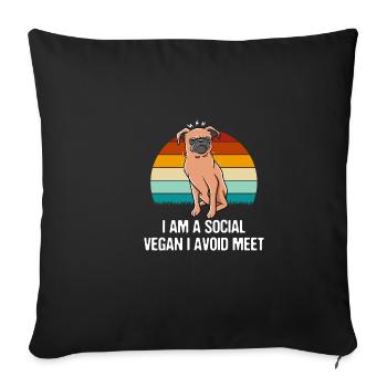 Je suis un végétalien social. J’évite sar - Housse de coussin décorative 45 x 45 cm - noir - Devant