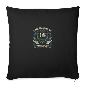 La vie commence à 16 ans Vêtements pour 16 ans d’années - Housse de coussin décorative 45 x 45 cm - noir - Devant