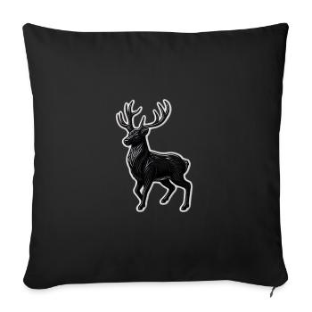 Schwarzer Hirsch Geweih Patchmotiv - Sofakissenbezug 45 x 45 cm - Schwarz - Vorne