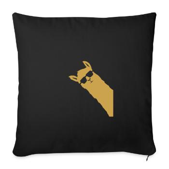 Alpaca funny - Sofa pillowcase 17,3'' x 17,3'' (45 x 45 cm) - black - Front