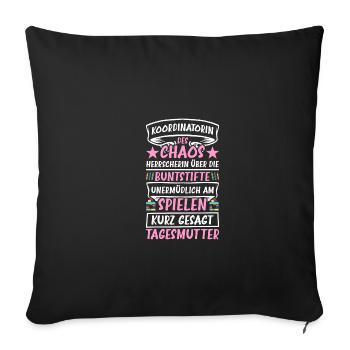 Coordinatrice de la Assistante maternelle chaos Kita - Housse de coussin décorative 45 x 45 cm - noir - Devant