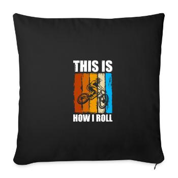 Voici comment je roule vélo VTT en descente - Housse de coussin décorative 45 x 45 cm - noir - Devant