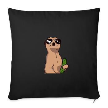 Drôle de suricate concombre cornichon amateur de concombre - Housse de coussin décorative 45 x 45 cm - noir - Devant