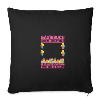 10th Birthday Guestbook Birthday Gift - Sofa pillowcase 17,3'' x 17,3'' (45 x 45 cm) - black - Front