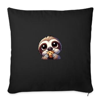 Süßes Faultier Kekse treue Augen - Sofakissenbezug 45 x 45 cm - Schwarz - Vorne