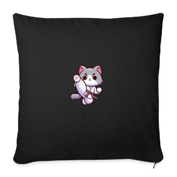 Chat Karaté Kick Arts Martiaux Arts Martiaux - Housse de coussin décorative 45 x 45 cm - noir - Devant