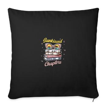Cadeau d’été pour amoureux des livres Sunkissed Chapters Bookworm - Housse de coussin décorative 45 x 45 cm - noir - Devant