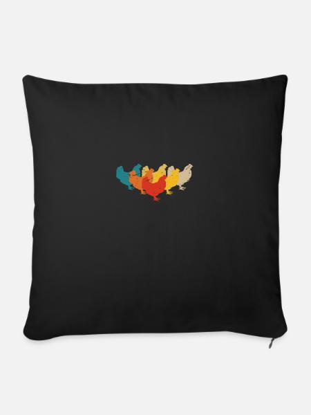 Retro-Hühner - Sofakissenbezug 45 x 45 cm - Schwarz