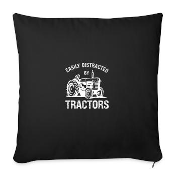 Easily distracted by tractors - Sofa pillowcase 17,3'' x 17,3'' (45 x 45 cm) - black - Front