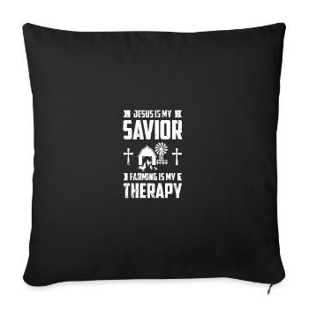 Jésus est mon sauveur Le travail à la ferme est mon therapi - Housse de coussin décorative 45 x 45 cm - noir - Devant