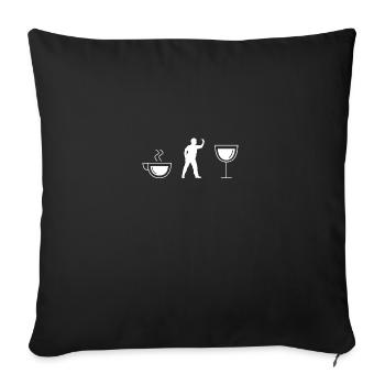 Vin - Café - Joueur de fléchettes - - Housse de coussin décorative 45 x 45 cm - noir - Devant