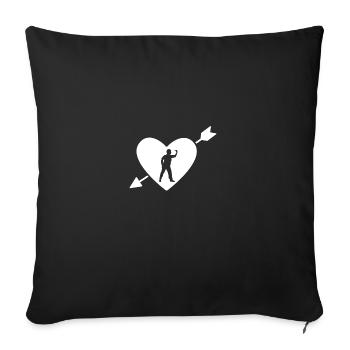 Cœur avec flèche - Joueur de fléchettes - - Housse de coussin décorative 45 x 45 cm - noir - Devant