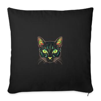 Cat Head Black Cat Bombay Happy Cat Cats - Sofa pillowcase 17,3'' x 17,3'' (45 x 45 cm) - black - Front