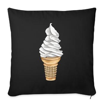 Softeis Eistüte Eisdiele - Sofakissenbezug 45 x 45 cm - Schwarz - Vorne