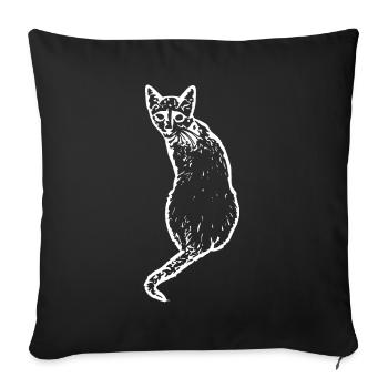 Cat White White Cats Kitten Cute - Sofa pillowcase 17,3'' x 17,3'' (45 x 45 cm) - black - Front
