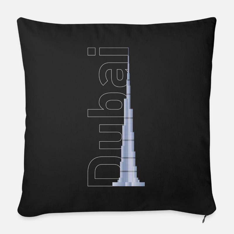 Dubai Skyline – Burj Khalifa - Sofakissenbezug 45 x 45 cm - Schwarz