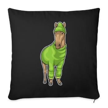 Chapeau d’hiver de cheval - Housse de coussin décorative 45 x 45 cm - noir - Devant