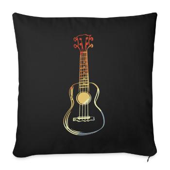 Ukulele Sketch Retro Style - Sofa pillowcase 17,3'' x 17,3'' (45 x 45 cm) - black - Front