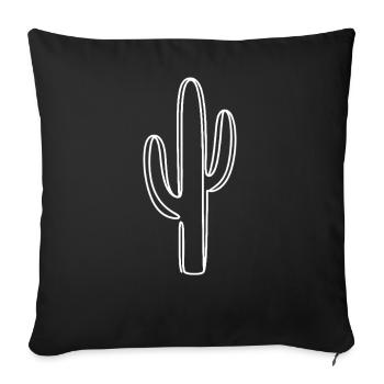 Art en traits de cactus blanc - Housse de coussin décorative 45 x 45 cm - noir - Devant