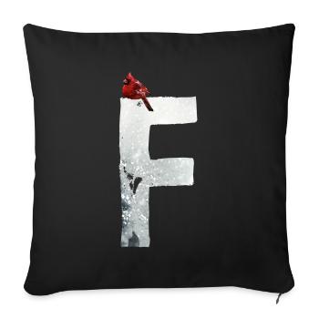 F – decorative character – winter - Sofa pillowcase 17,3'' x 17,3'' (45 x 45 cm) - black - Front
