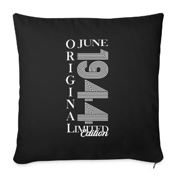 Original Juin 1944 Vintage 1944 Anniversaire 1944 - Housse de coussin décorative 45 x 45 cm - noir - Devant