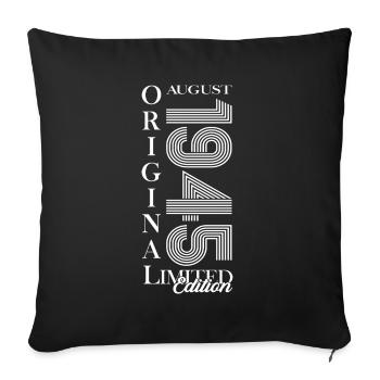 80th Birthday Original August 1945 Cassette 1945 - Sofa pillowcase 17,3'' x 17,3'' (45 x 45 cm) - black - Front