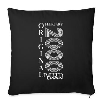 25ème Anniversaire Original Février Millésime 2000 - Housse de coussin décorative 45 x 45 cm - noir - Devant