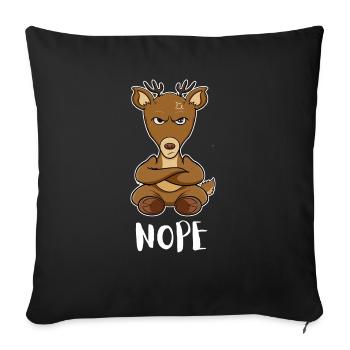 Nope Funny Lazy Deer - Sofa pillowcase 17,3'' x 17,3'' (45 x 45 cm) - black - Front