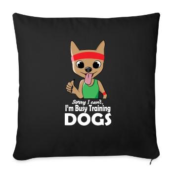 Zitat der Dog Obedience School, fleißiges Training - Sofakissenbezug 45 x 45 cm - Schwarz - Vorne