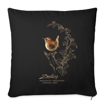 Wren Illustration - Housse de coussin décorative 45 x 45 cm - noir - Devant