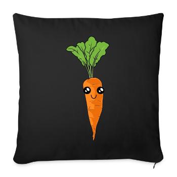 Carotte, Carotte, Assaisonnement, Visage, Légumes, Végétarien - Housse de coussin décorative 45 x 45 cm - noir - Devant